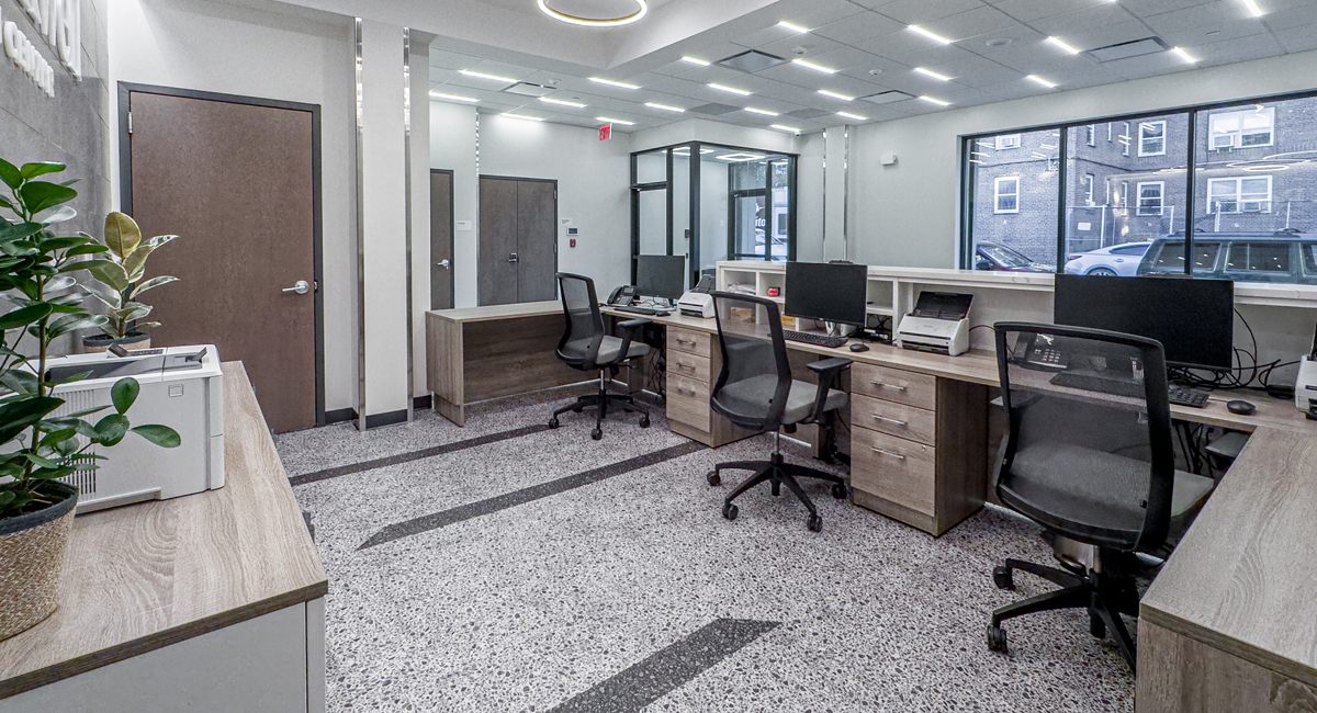 A Rockwell staff workstation beside the clinic's exam rooms